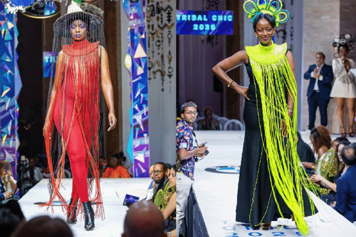 Two beautiful black models during the London fashion week